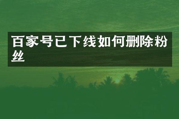 百家号已下线如何删除粉丝