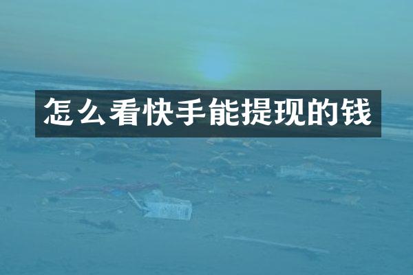 怎么看快手能提现的钱