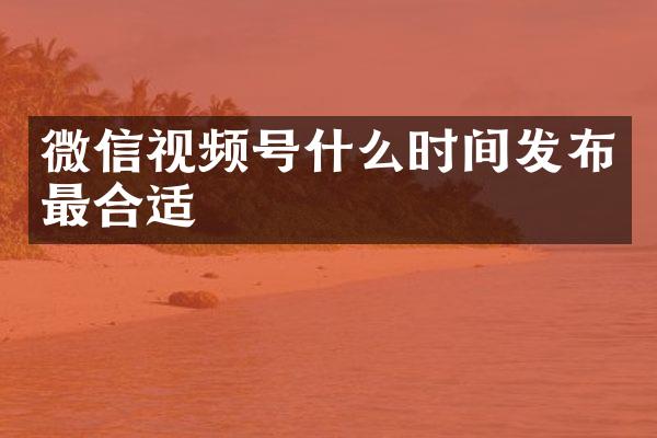 微信视频号什么时间发布最合适