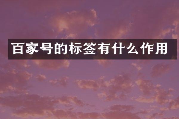 百家号的标签有什么作用