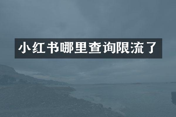 小红书哪里查询限流了