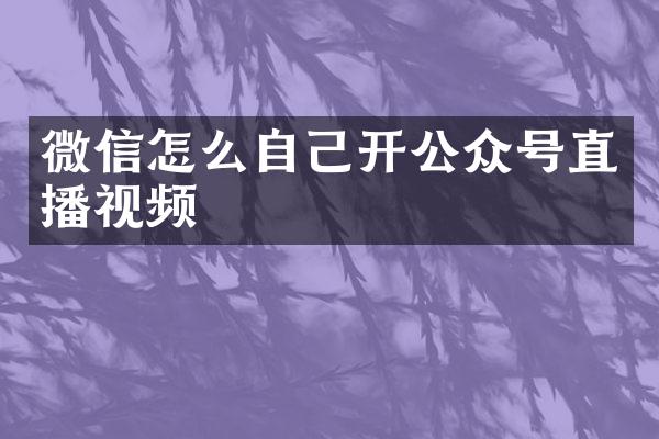 微信怎么自己开公众号直播视频