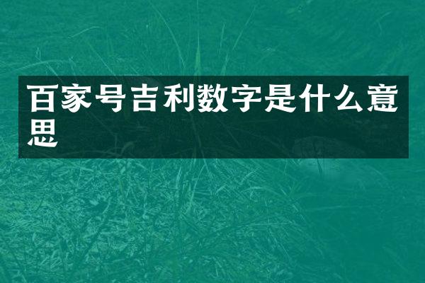 百家号吉利数字是什么意思