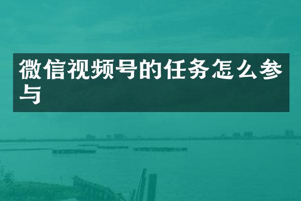 微信视频号的任务怎么参与