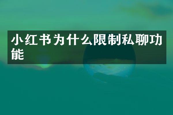 小红书为什么限制私聊功能
