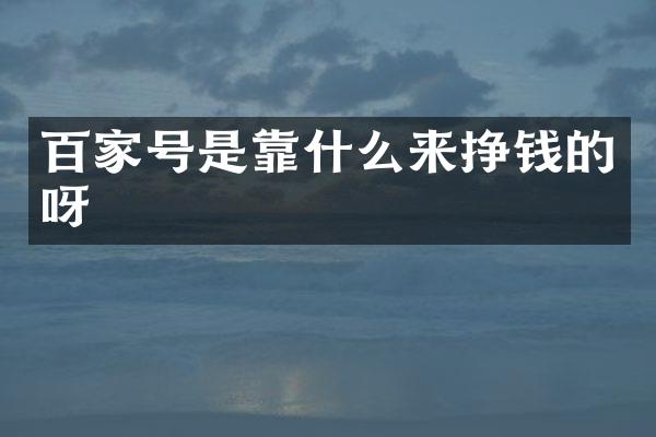 百家号是靠什么来挣钱的呀