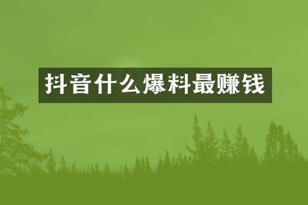 抖音什么爆料最赚钱