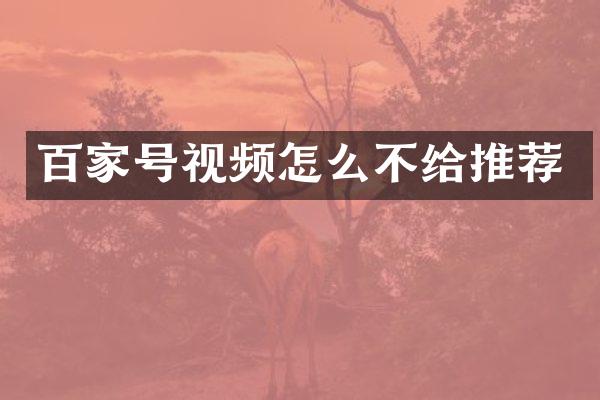 百家号视频怎么不给推荐