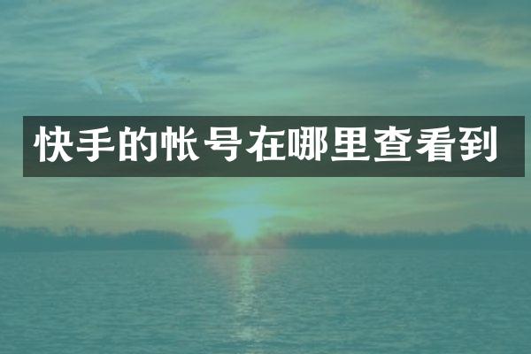 快手的帐号在哪里查看到