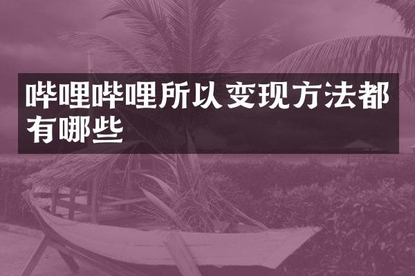 哔哩哔哩所以变现方法都有哪些