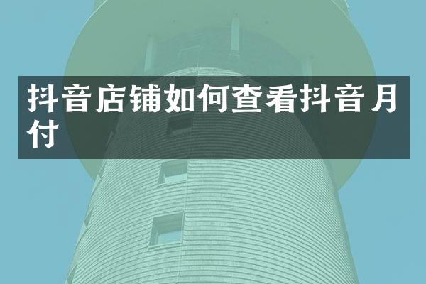 抖音店铺如何查看抖音月付