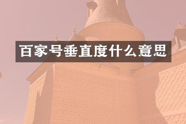 百家号垂直度什么意思