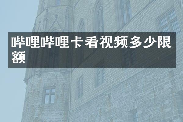 哔哩哔哩卡看视频多少限额