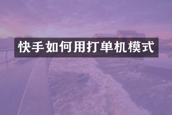 快手如何用打单机模式