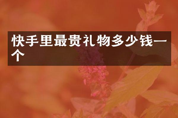快手里最贵礼物多少钱一个