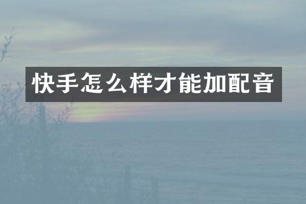 快手怎么样才能加配音