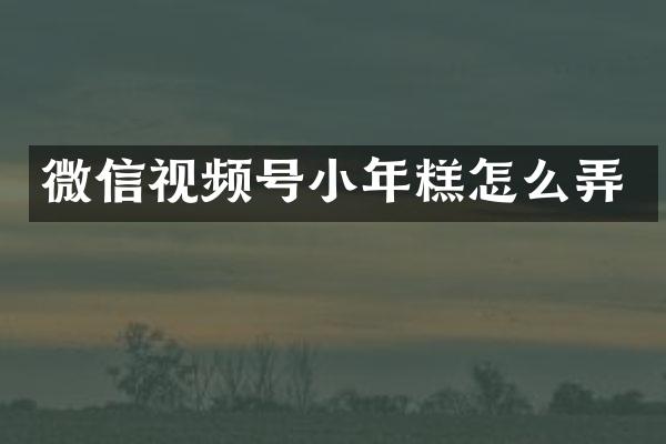微信视频号小年糕怎么弄