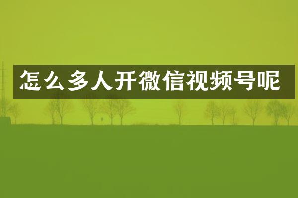 怎么多人开微信视频号呢