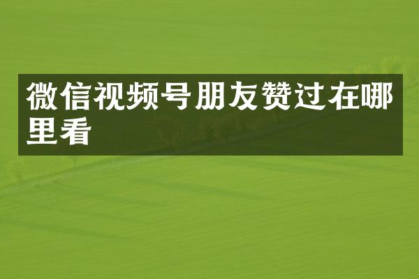 微信视频号朋友赞过在哪里看