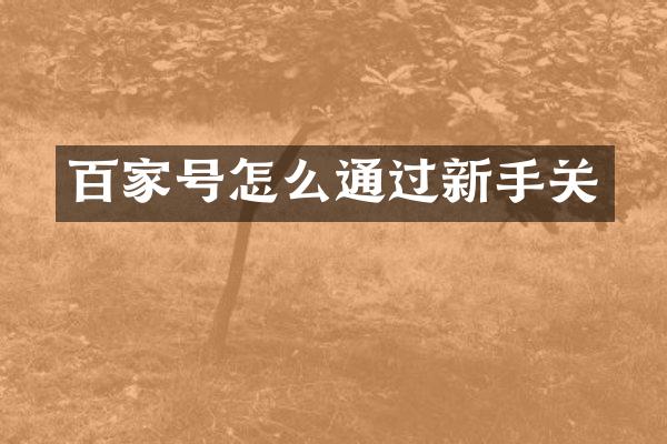 百家号怎么通过新手关