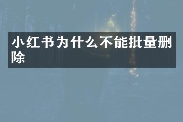小红书为什么不能批量删除