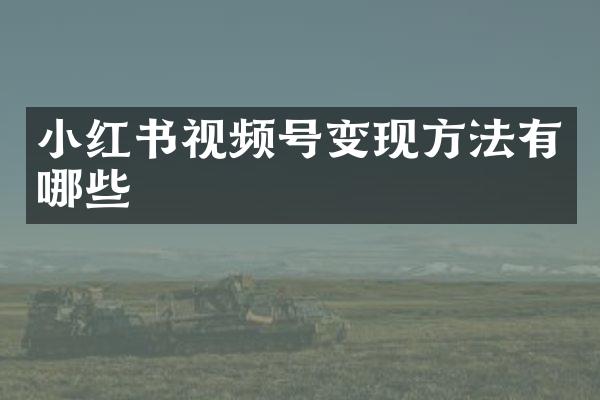 小红书视频号变现方法有哪些