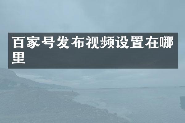 百家号发布视频设置在哪里