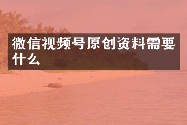 微信视频号原创资料需要什么