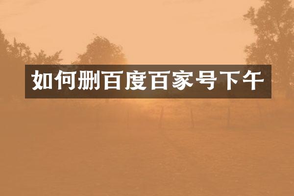 如何删百度百家号下午
