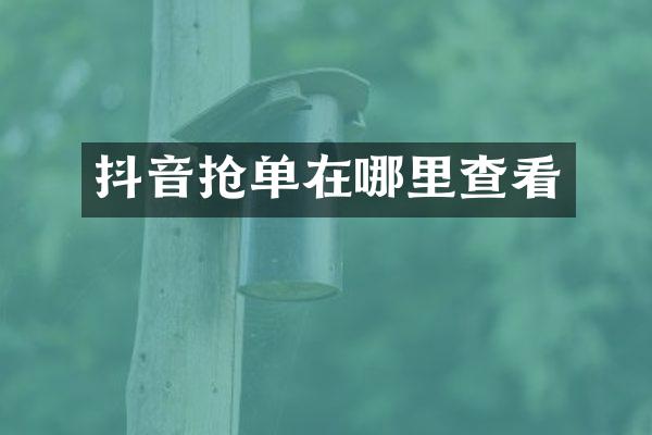 抖音抢单在哪里查看