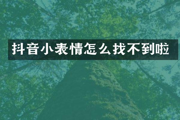 抖音小表情怎么找不到啦