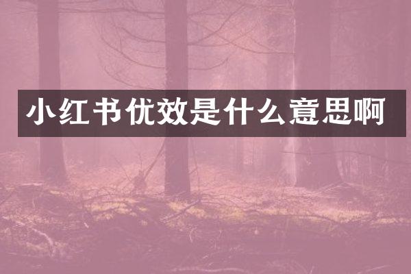 小红书优效是什么意思啊