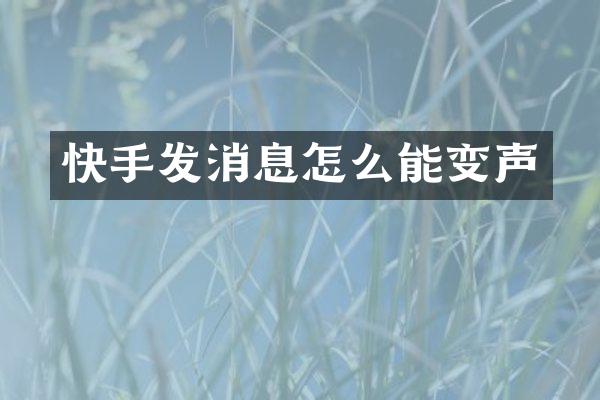快手发消息怎么能变声