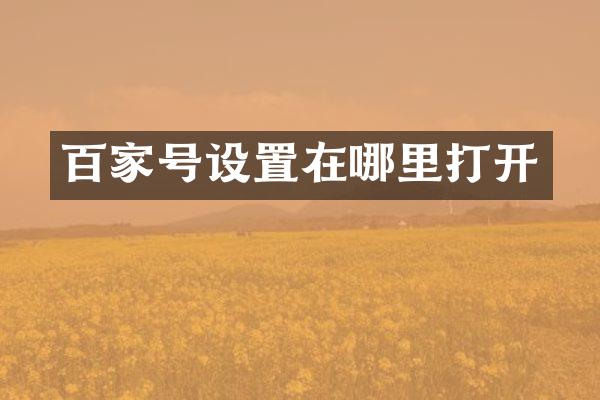 百家号设置在哪里打开