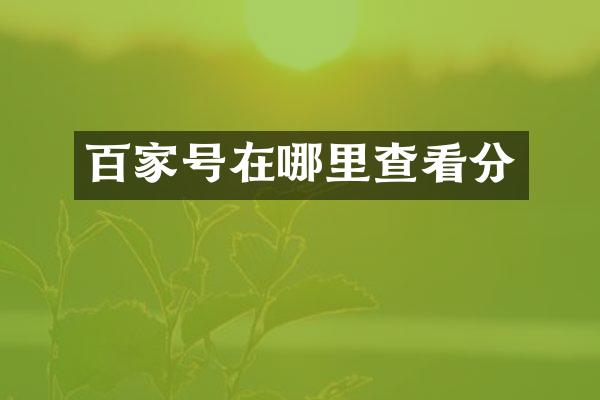 百家号在哪里查看分