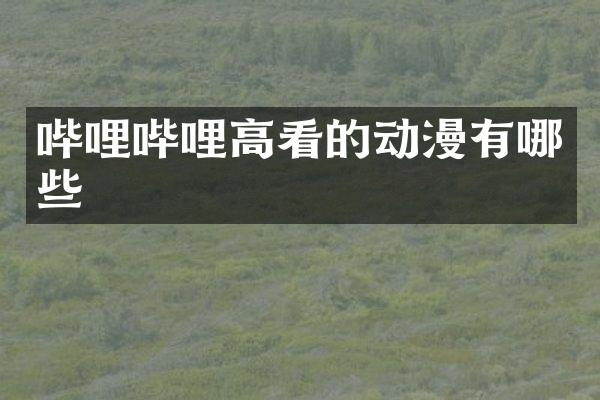 哔哩哔哩高看的动漫有哪些