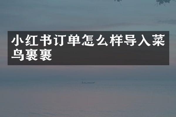 小红书订单怎么样导入菜鸟裹裹