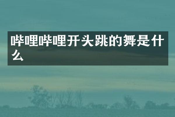 哔哩哔哩开头跳的舞是什么