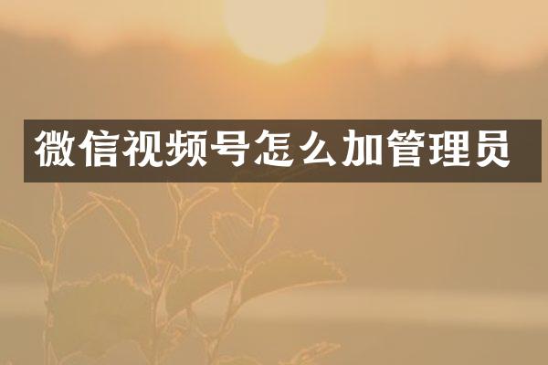 微信视频号怎么加管理员