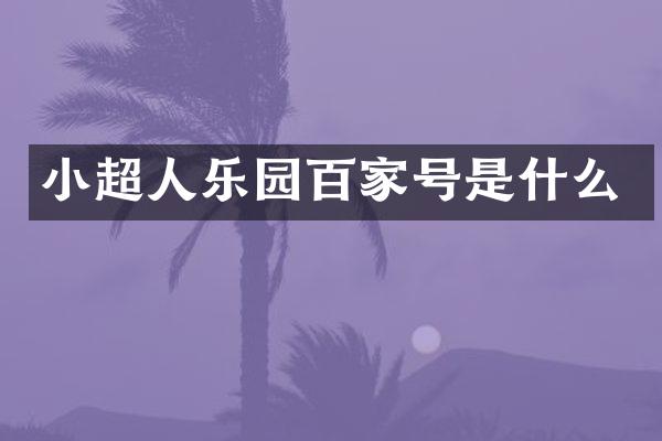 小超人乐园百家号是什么