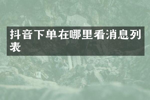 抖音下单在哪里看消息列表