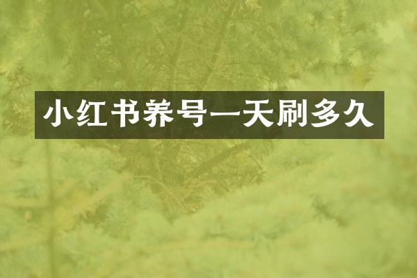 小红书养号一天刷多久