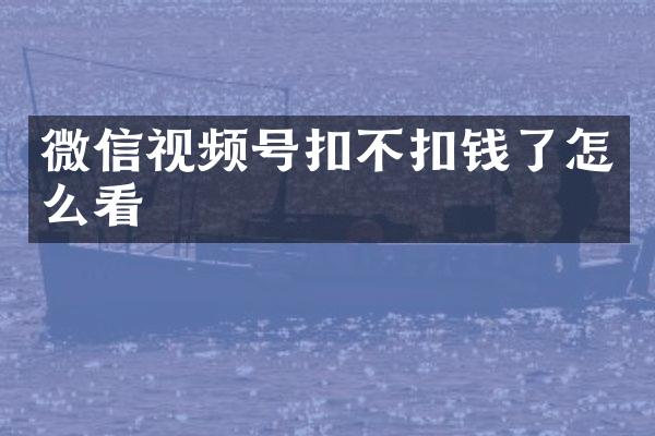 微信视频号扣不扣钱了怎么看