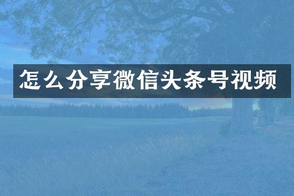 怎么分享微信头条号视频