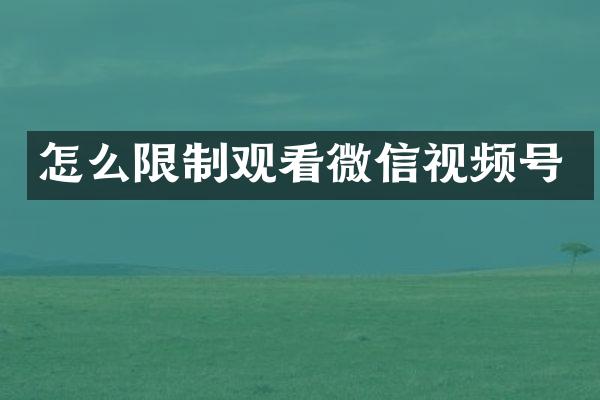 怎么限制观看微信视频号