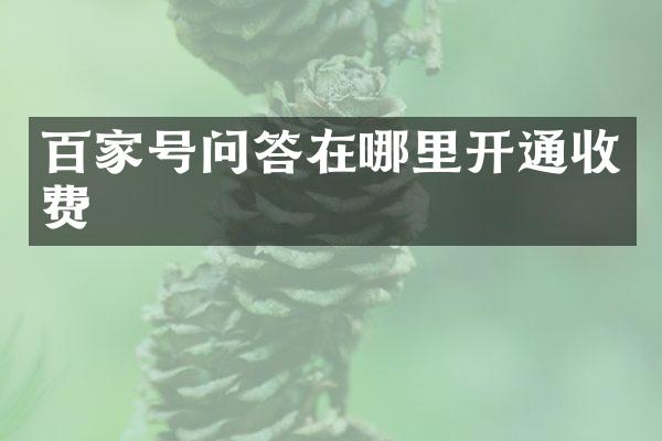百家号问答在哪里开通收费