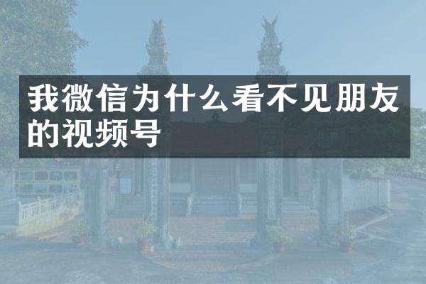 我微信为什么看不见朋友的视频号