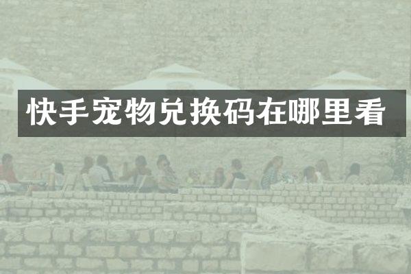 快手宠物兑换码在哪里看