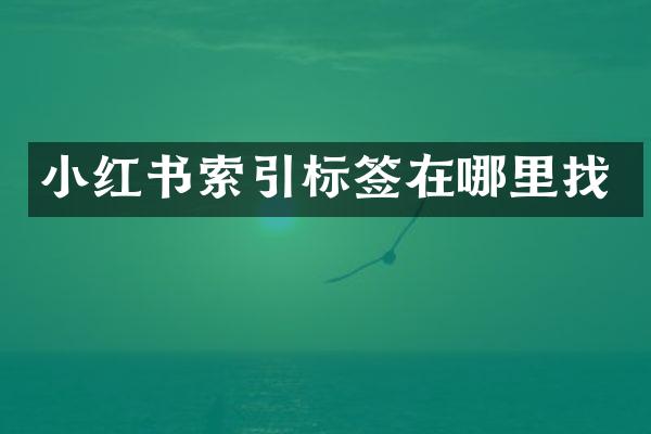 小红书索引标签在哪里找