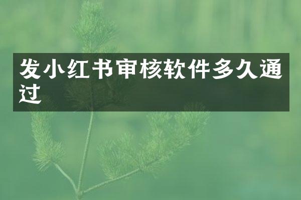 发小红书审核软件多久通过